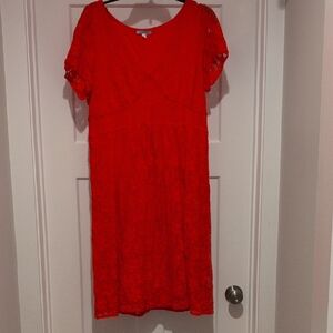 Anthropologie Salmon Sheath Midi Dress Scoop Neck Short Sleeve